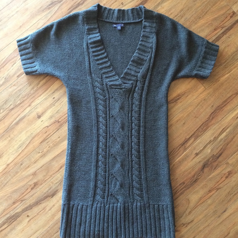 GAP Gray Cable Knit Sweater Dress - Size Medium - Picture 7 of 8